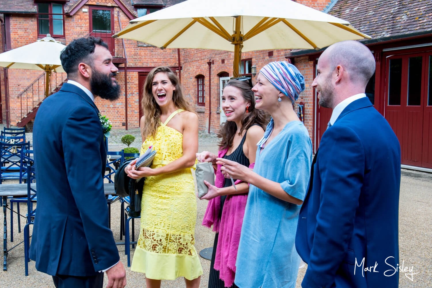 Five Arrows Waddesdon wedding guests greeted by the groom