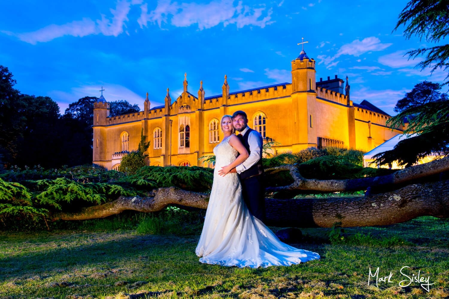 Missenden Abbey wedding images captured at dusk