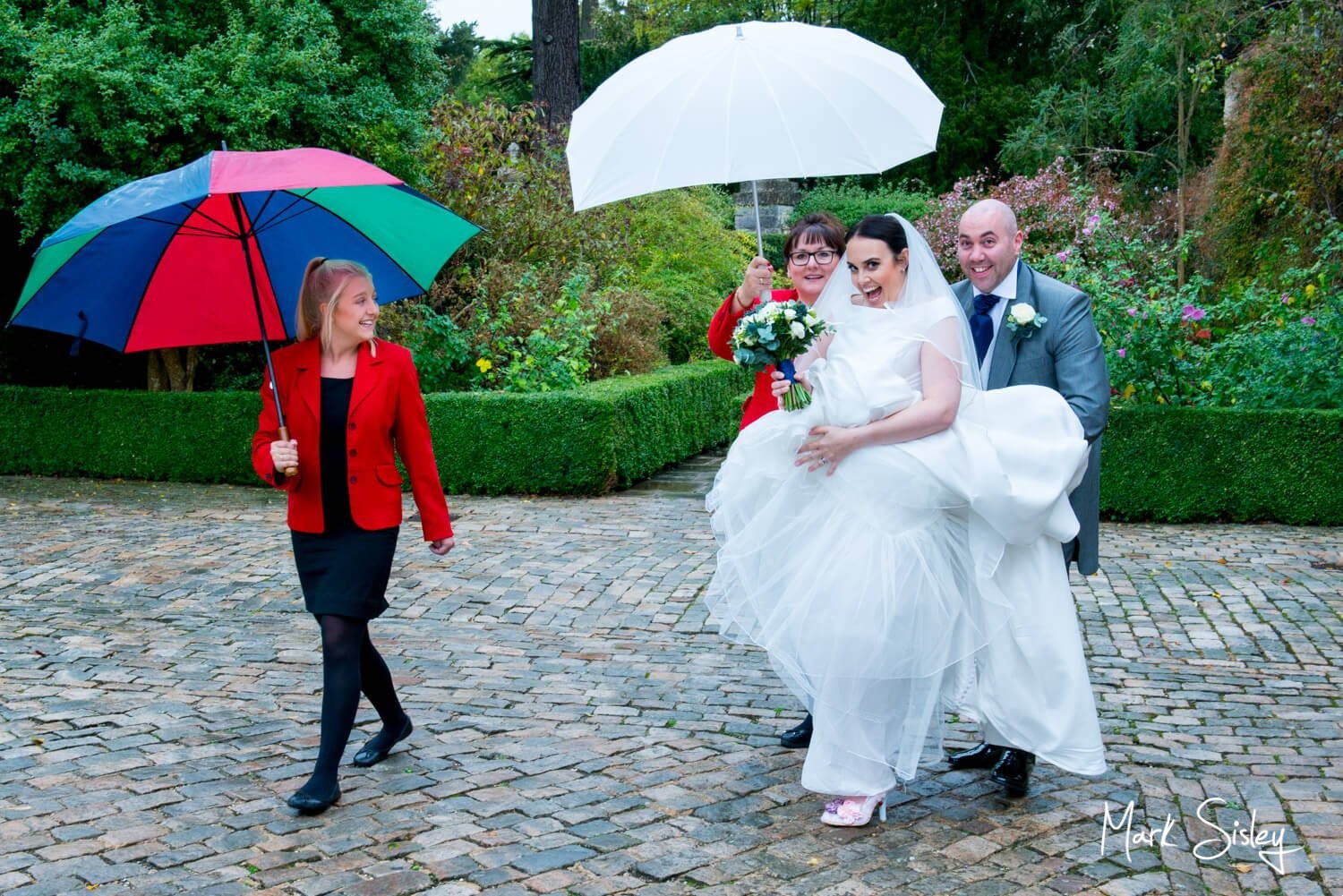 Hartwell House wedding photography in the rain