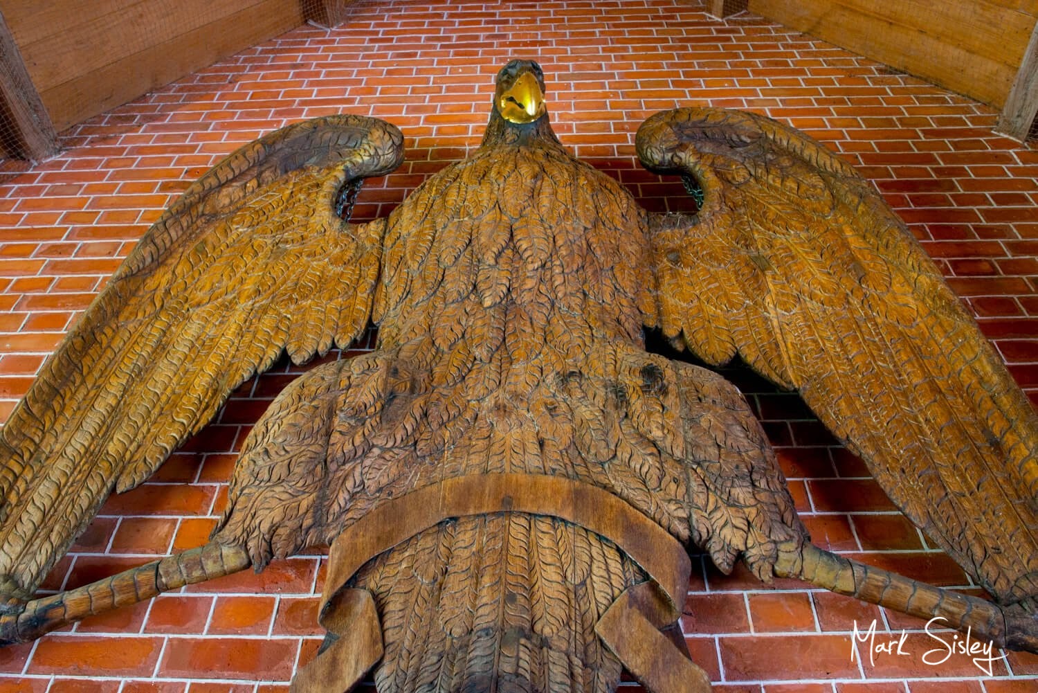 Dairy Waddesdon wedding day image of the carved Eagle in the entrance