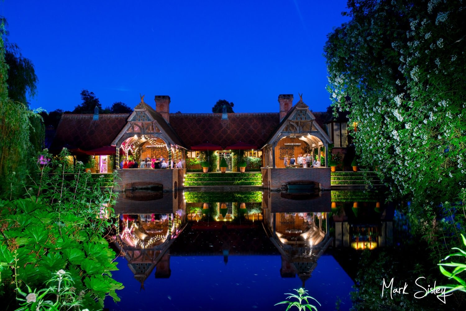 Dairy Waddesdon wedding day comes to a close - view across the lake