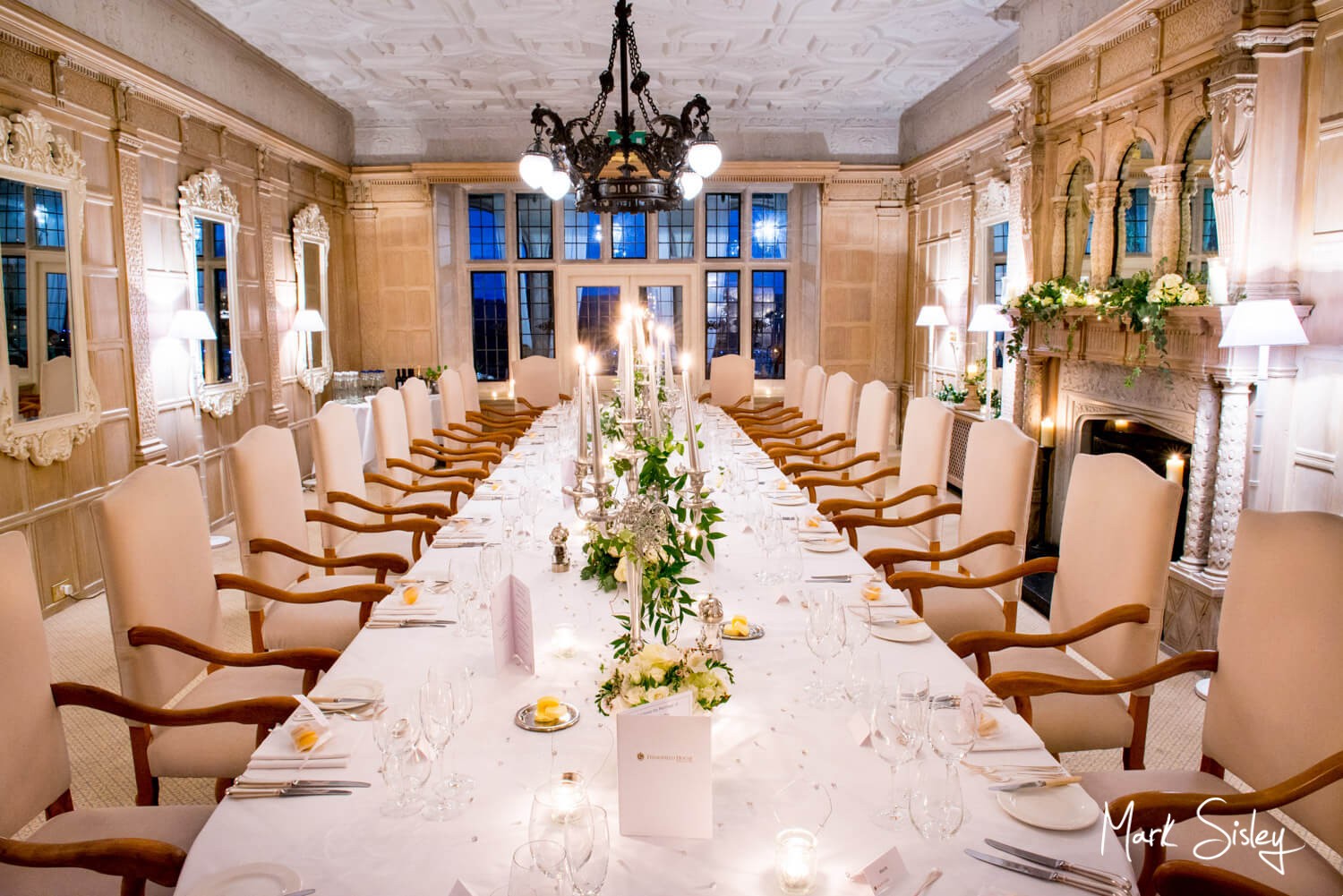 Danesfield House wedding photography in the restaurant 