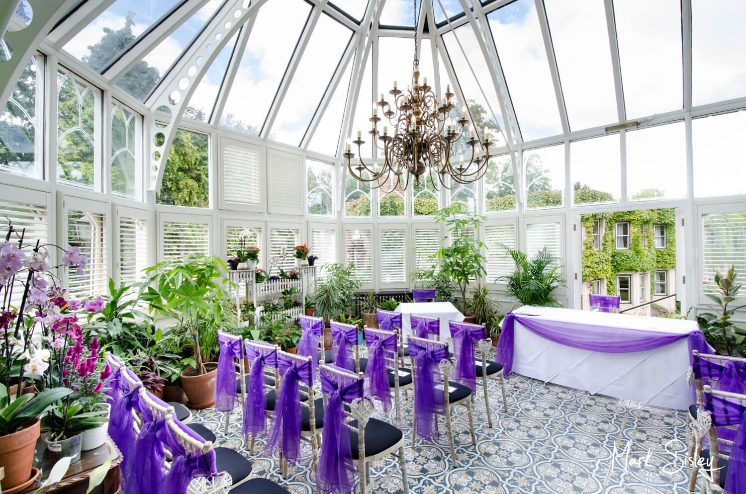Oakley Court wedding photography inside the Victorian Glasshouse
