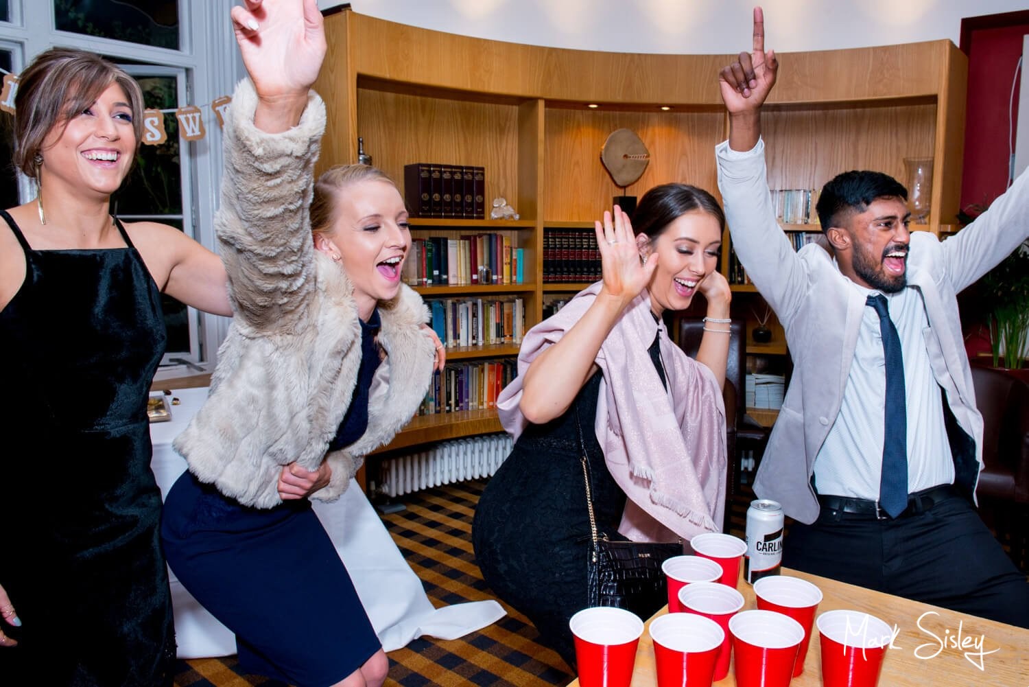 Missenden Abbey autumn wedding fun and games in the library
