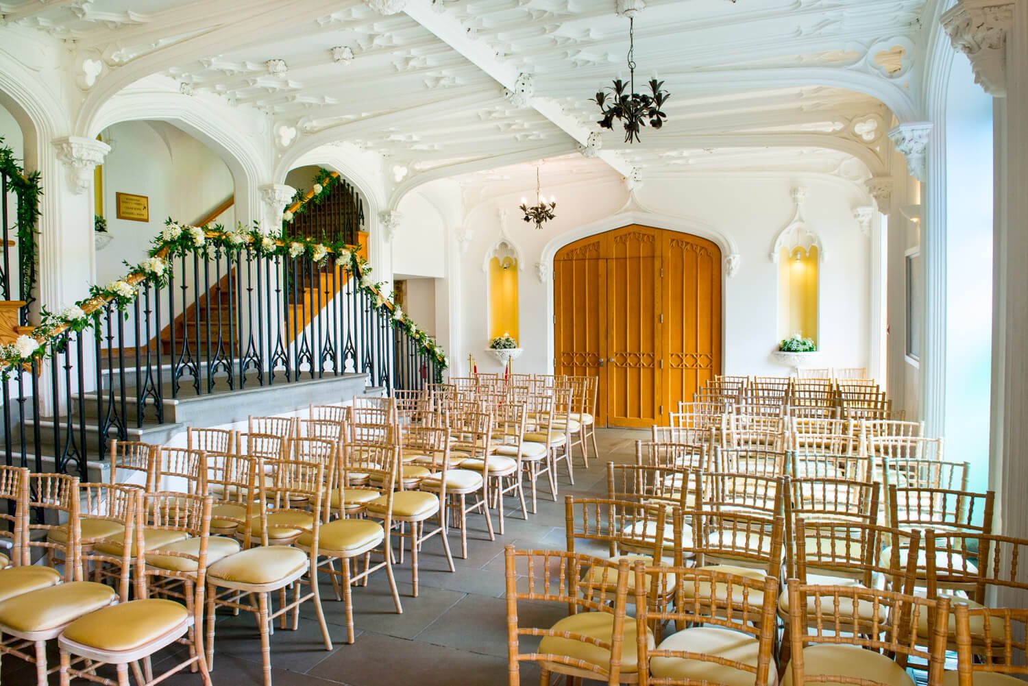 Missenden Abbey civil wedding ceremony setup in the Garden Room