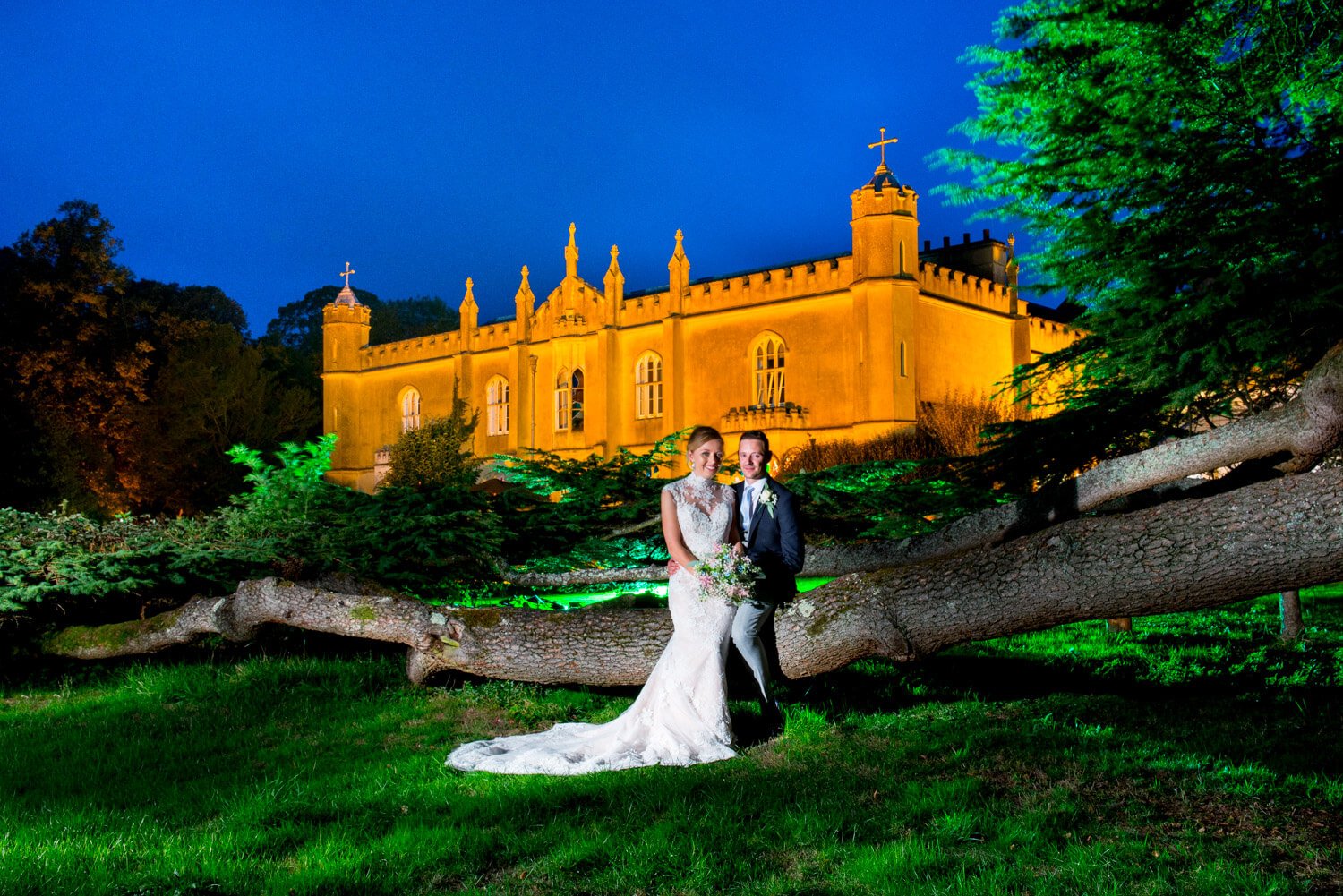 Missenden Abbey wedding pose at dusk