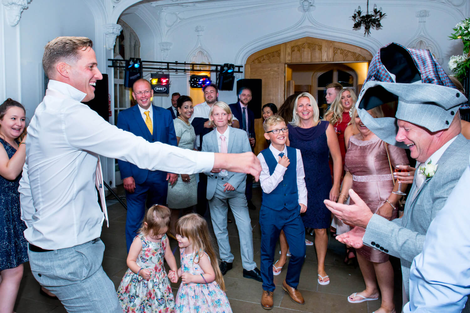 Missenden Abbey wedding antics on the dancefloor