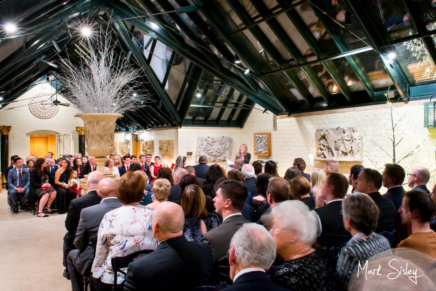 Dairy, Waddesdon Christmas wedding in progress in The Wintergarden