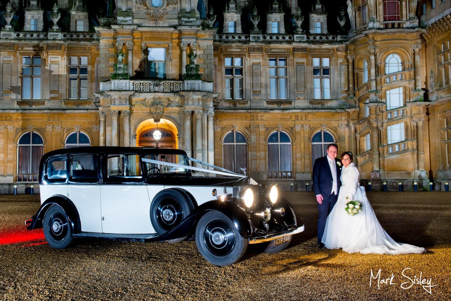 Waddesdon Dairy Christmas pose with the wedding car