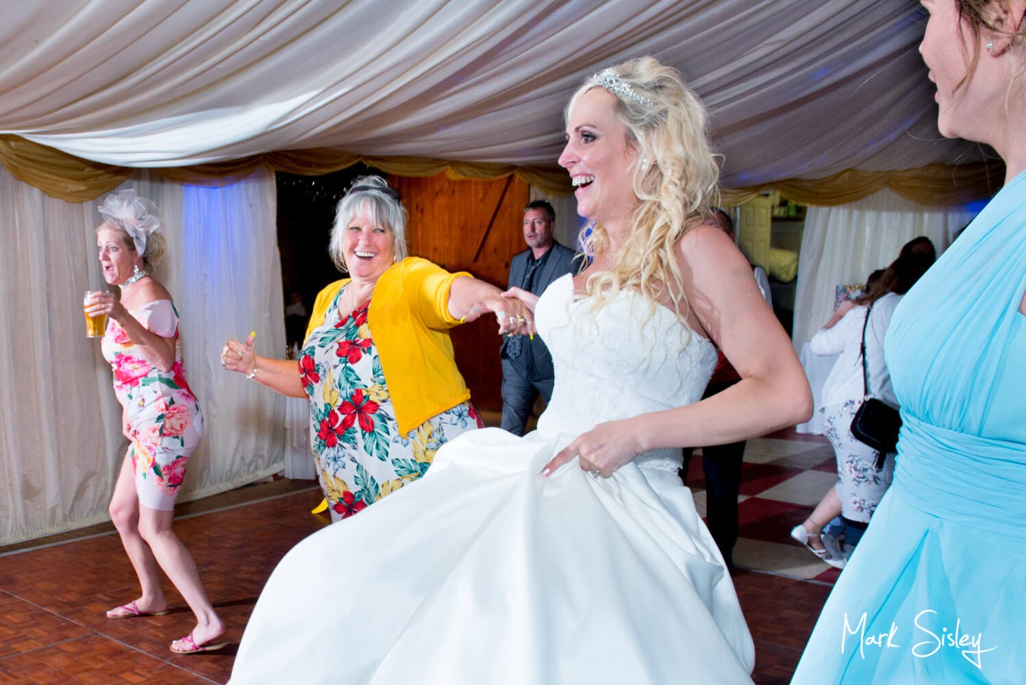 Notley Tythe Barn wedding dancing in progress