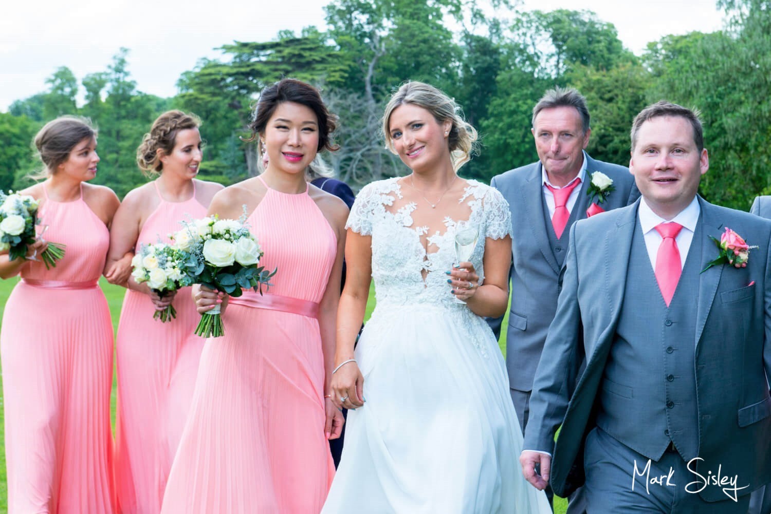Hartwell House wedding pictures - the bridal party take a stroll