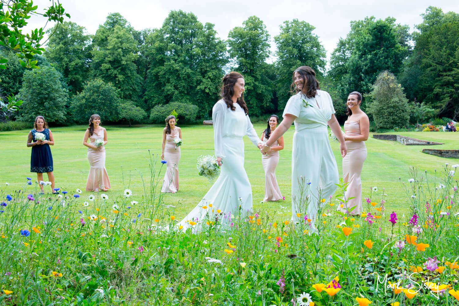 Missednden Abbey wedding photography in the gardens with the newlyweds