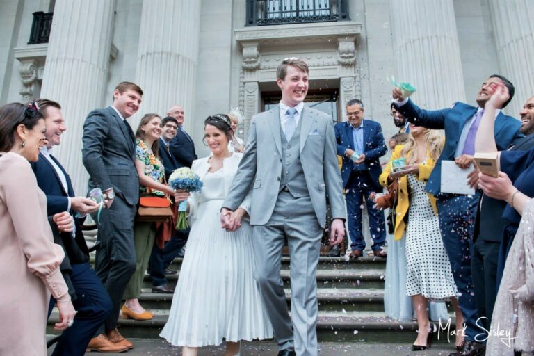 Old Marylebone Town Hall reportage confetti wedding pictures