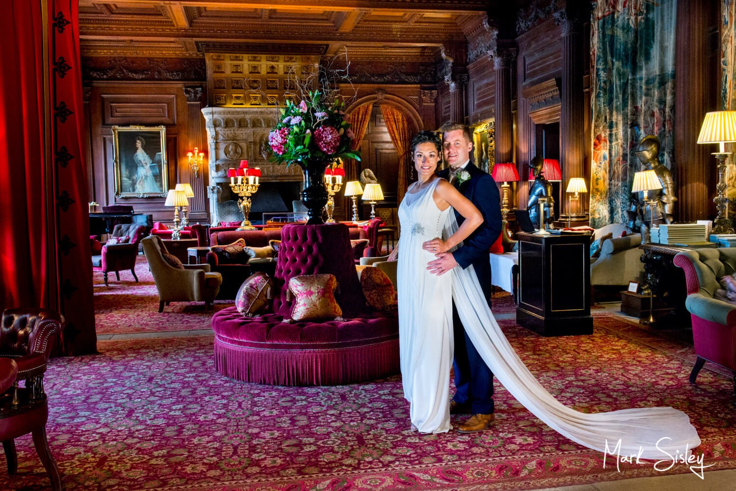 Cliveden House wedding photography blog - the newlyweds in the Great Hall