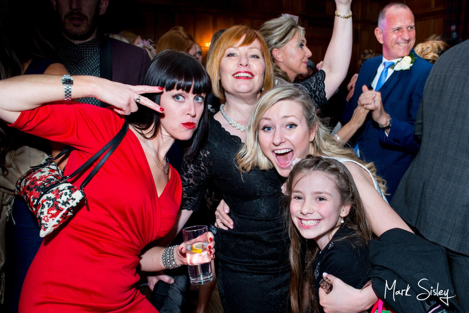 Dorton House wedding guests on the dancefloor