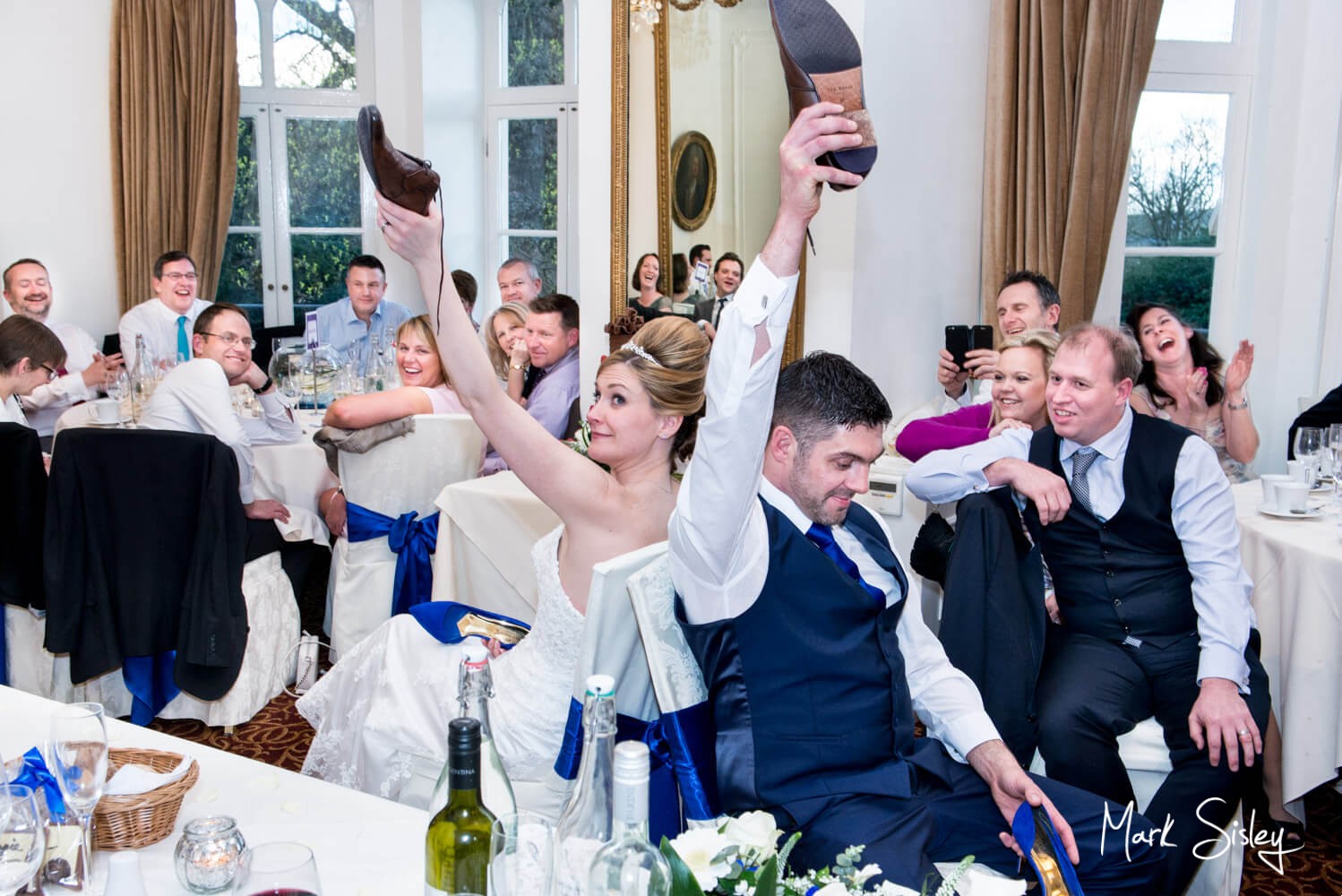 Taplow House wedding photos of Mr & Mrs Game Show after the speeches