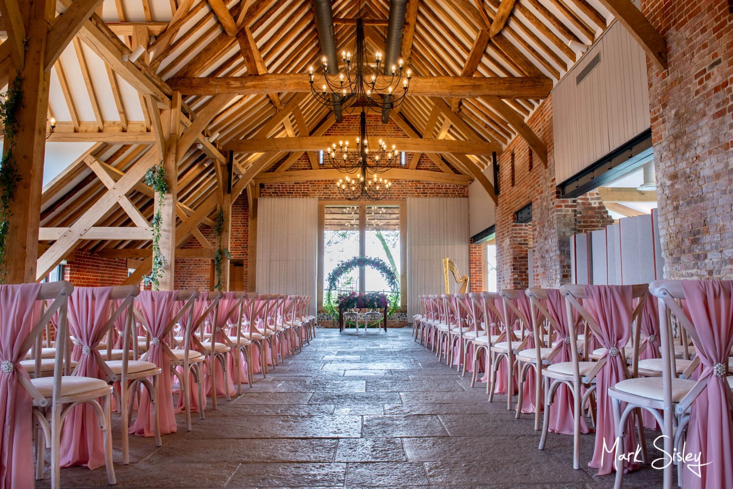 Rackleys Barn Wedding Photography (2) The grand pink themed room interior of Rackleys Barn captured pre ceremony for this glorious summer wedding