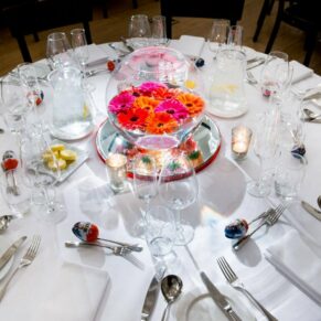 Place settings for wedding breakfast at Stoke Place wedding