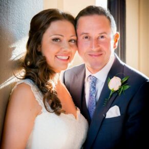 Bride and groom portrait  at Taplow House Hotel wedding