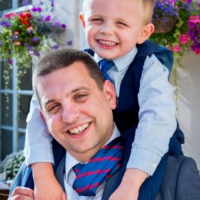 Fun informal image of wedding guests at Taplow House Hotel wedding