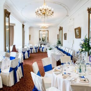 Taplow House hotel laid out for wedding breakfast
