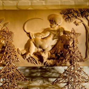 Sculpture architectural detail at The Dairy Waddesdon Manor winter wedding