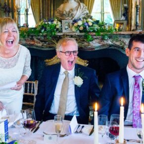 Cliveden House wedding images of the lively speeches in progress