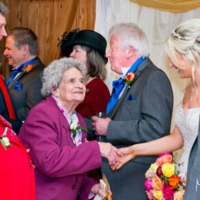 Guests visiting at Notley Tythe Barn wedding