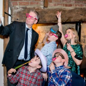 Guests having fun at Notley Tythe Barn wedding