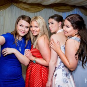 Girlfriends giggling at Notley Tythe Barn wedding