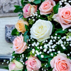 A flower wall at the Waddesdon Wedding Inspiration Day