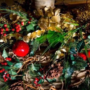 Dairy Waddesdon Christmas wedding floral arrangements