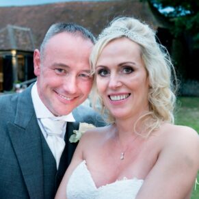 Notley Tythe Barn wedding portrait of the newlyweds