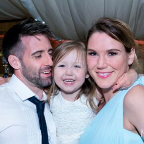 Big hugs at this Notley Tythe Barn wedding