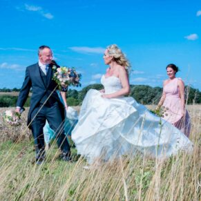 Glorious blue skies at Notley Tythe Barn wedding
