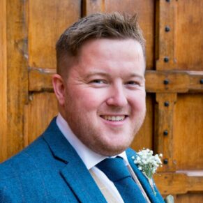 Waddesdon Dairy winter wedding photograph of the groom before the ceremony
