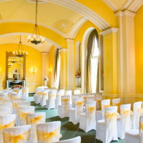 Hartwell House wedding photographs of the ceremony room all set for the guests to arrive