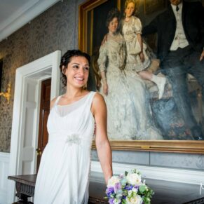 Cliveden House wedding window lit photographs of the bride