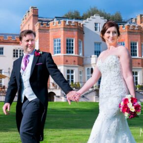 Taplow House wedding shot of the newlyweds taking a stroll
