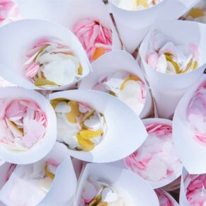Closeup photography  of the colourful confetti before it was showered over the newlyweds at their Bay Tree Hotel wedding in Burford 