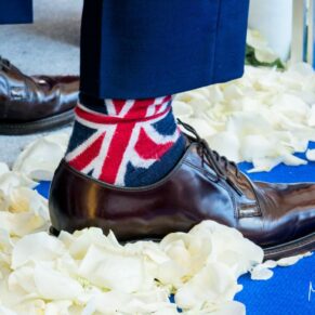 A guest's funky socks captured during the civil ceremony