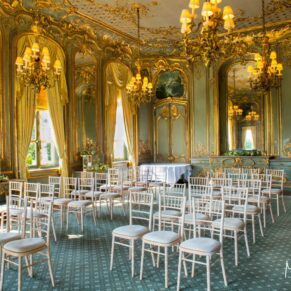 Cliveden House wedding photography of the ceremony setup in the French Dining Room