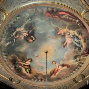 Cliveden House wedding photography - the painted ceiling on the grand staircase