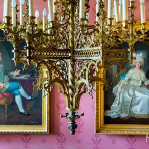 The Jacobean staircase at Hartwell House has the most fabulous antique paintings and chandeliers 