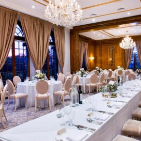 All set for the wedding breakfast in this grand dining room interior at Hedsor House 