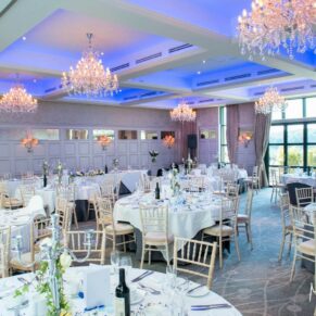 Stunning Cavendish Suite interiors prior to the meal for this summer wedding 