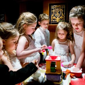 This group of well behaved children playing a game during the wedding reception at The Dairy 