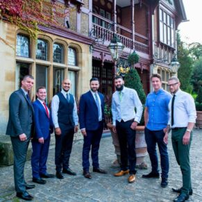 Five Arrows Waddesdon wedding photography of the lads posing for a shot before the ceremony