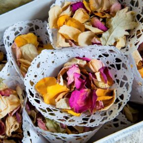 Five Arrows Waddesdon wedding photography of the confetti cones