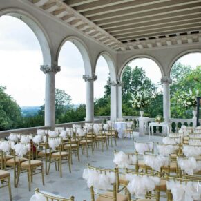 Cliveden House photography - the ceremony all set for the pavilion wedding 